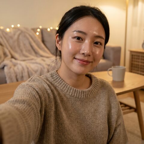 집에서 찍은 셀피 일러스트