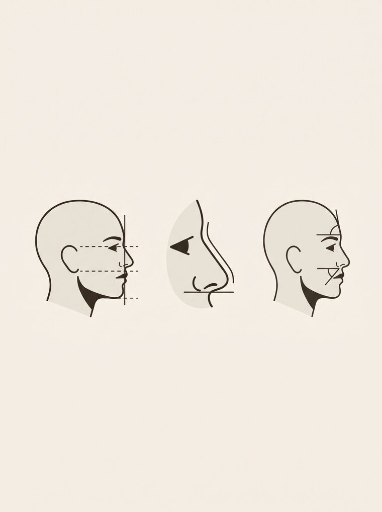 코끝·콧대 라인 설계를 설명하는 도식형 다이어그램