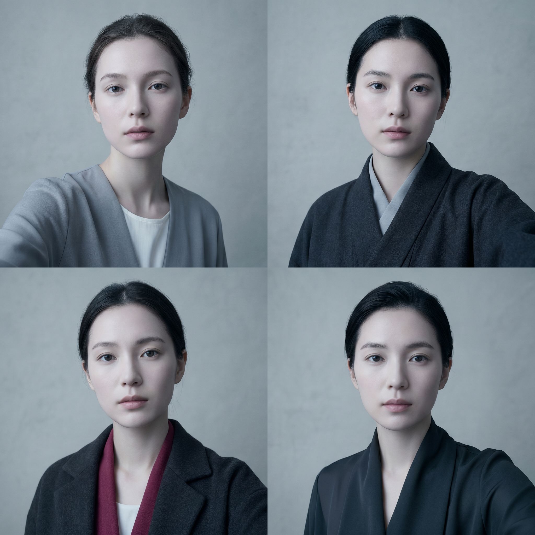 자연스러운 라인을 보여 주는 비식별 셀피 예시 이미지
