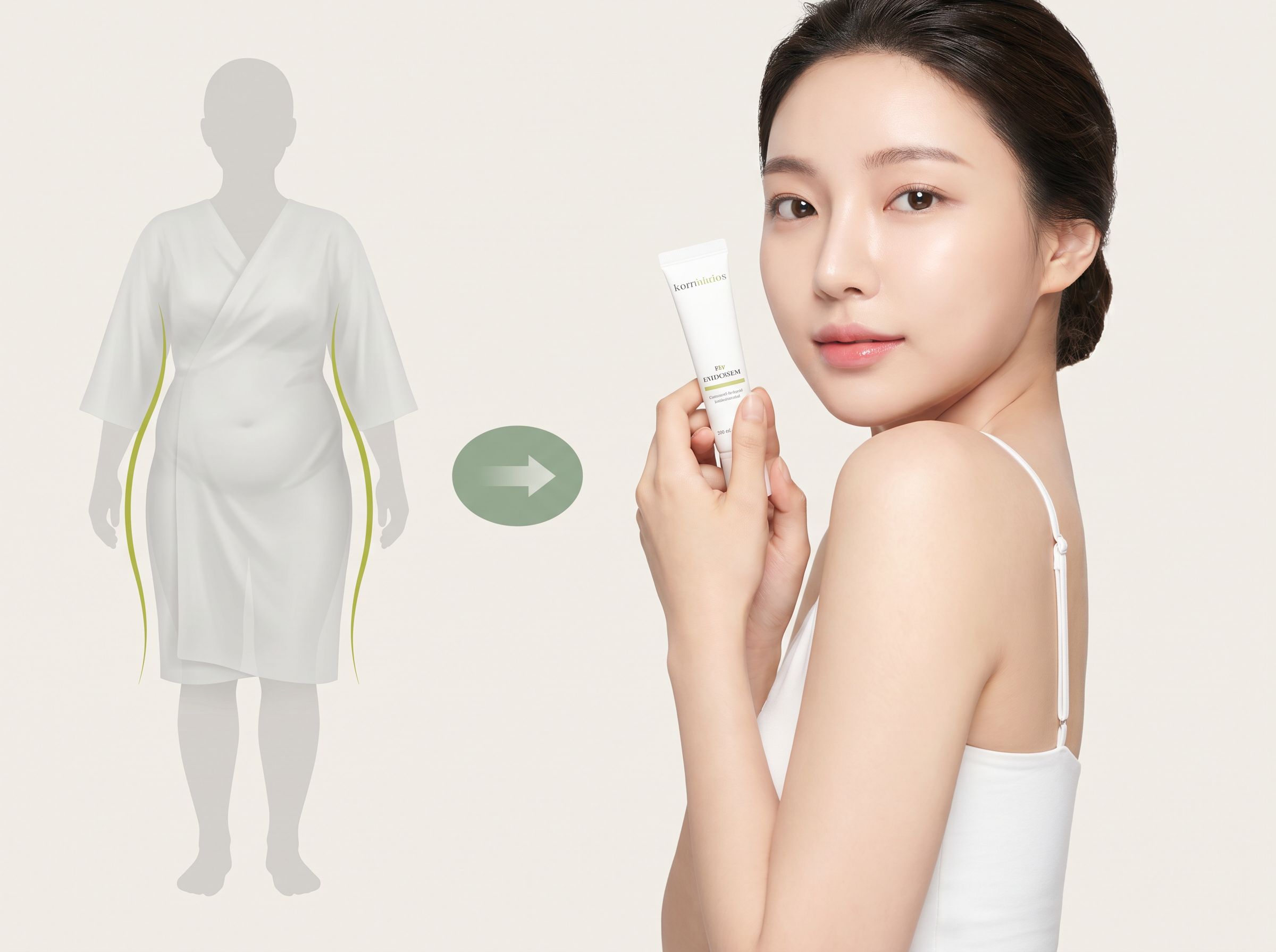 부유방/여유증 전 개념 일러스트 (AI 생성 예시 이미지)