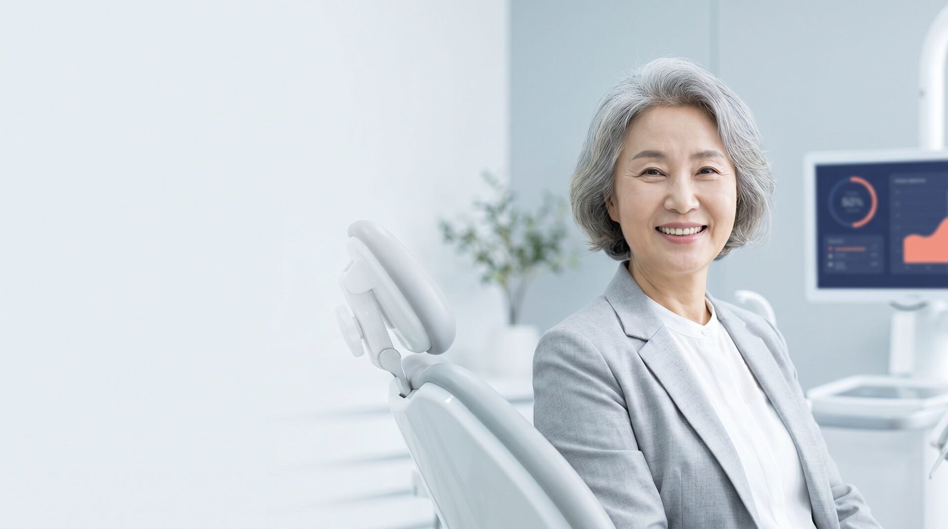 밝게 웃는 시니어 환자 예시 이미지